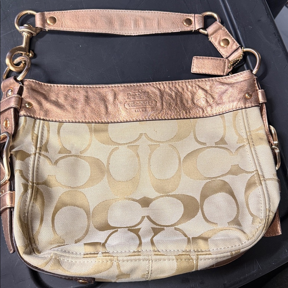 Coach Metallic Rose and Cream Shoulder Bag